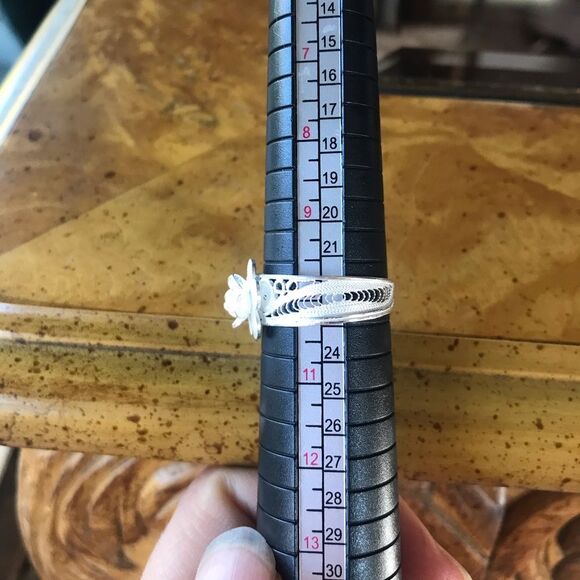 Artistic Sterling Silver Flower Ring Size 10 - Picture 6 of 8